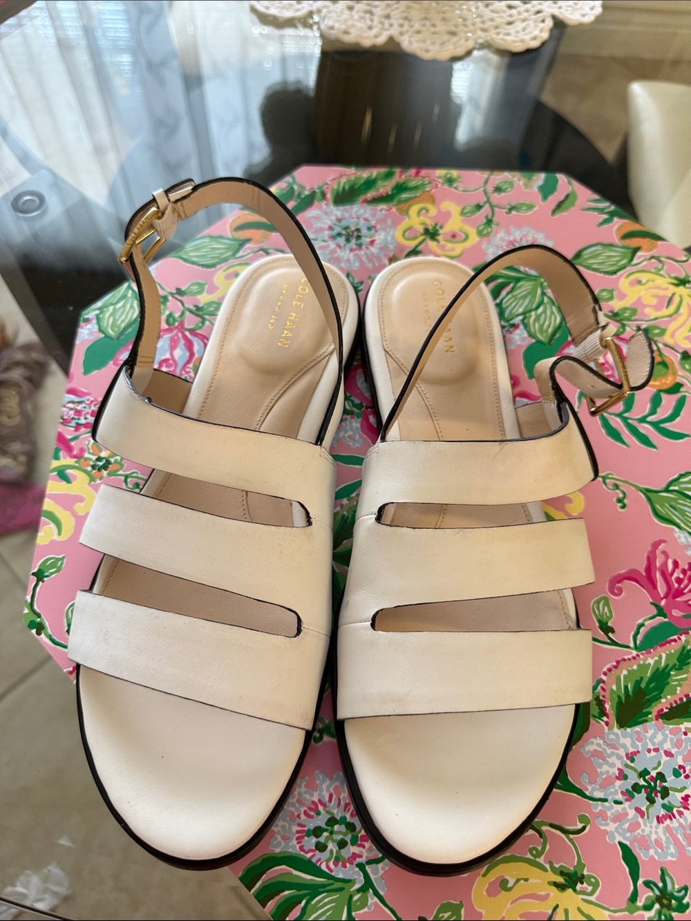Cole Haan White Leather Slingback Mules
